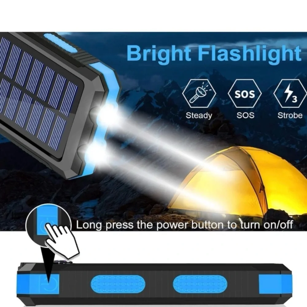 Brand New Solar Charger Power Bank, 30000mAh Portable Fast Charger Waterproof